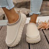 Breakj Thick Bottom Slippers Women In The Autumn And Winter Of 2025 New With Velvet Thicken And Warm Cotton Slippers