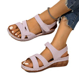 Breakj New Large-Size Casual Fish Mouth Sandals Roman Sandals Wearing Magic Sticker And Thick-Soled Sandals