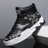 Flower National Tide High-Top Thick Soles Shoes Men's Spring 2024 New Fashion Sports And Leisure Shoes For