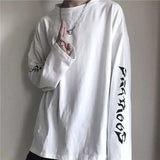 Retro Letter Print Women T Shirts Loose Harajuku Style Student Tees Autumn Wild Solid Cotton Tops Fashion