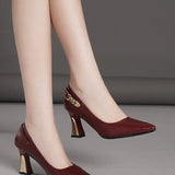 Breakj Fine Heeled And Shallow-Mouth Single-Shoe Women's 2025 New Large-Size Temperament High-Heeled Shoes Professional Four-Season Women's