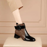 Women's Boots Fall 2023 New Add Down Fashion Boots Women's Thick Heel Square Head Large Size Black Coffee Ankle Boots