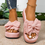 Breakj Summer New Thick-Soled Women's Sandals Women's Beach Shoes Large-Size Slippers To Learn Women's Bow Cool