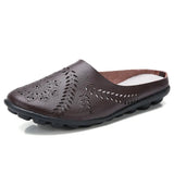 Breakj Summer Cowhaired Half-Slippers Women Fashion Wear Net Red Flat Bottom Without A Back-And-Out Woman Cool