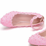 Breakj 3 Cm Square-Headed Single-Shoe One-Word Wristband Spring And Autumn White Lace Wedding Shoes Bridesmaids