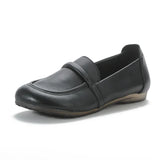 Flat-Bottomed Beef Rib-Soled New Love Shoes Korean Version Leisure Simple Leather Women's Singles Shoes Comfortable Mother