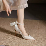 Breakj Silk Satin Single Shoes Female Bridesmaid Can Wear White Wedding Shoes Bride Heel Heels Wedding Dress Is Not Tired