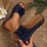 Breakj Asia Large-Size Thick Bottom Hollow One-Word Slippers Female Dew Flower Slope And Beach Cool