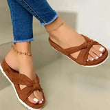 Women Flock Knot Slippers Female Casual Open Toe Slides Ladies Summer Platform Flat Women's Comfortable Shoes Plus