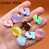 Twinkling Pearl Shells Footprint Shoe Charms Accessories Cute Feet Resin Shoes Buttons Novelty Sandals Charm