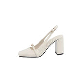 Breakj Design Temperament High Heels Spring And Summer New Retro Simple Casual Square Head Heightening Legs Long
