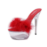 Breakj Maomao Sexy Super High Heels 15CM Thin Heel Waterproof Table Slippers Transparent Crystal Shoes Wedding Shoes Banquet High
