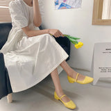 Heels Shoes New Spring Thick Heel Square Toe Shallow Mouth Single Shoes Women Wild Fairy Style Mary Jane