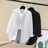 Blouses Shirts Tunic Womens Tops Clothing 2020 Womenswear Long Sleeve Button Up Down White Star Print New Fashion