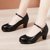 Catwalk High Heels Women's Cheongsam T Show White Size Waterproof Table Thick Heel Leather Round Head Single