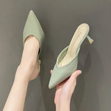 Breakj Summer New Fashion Pointed Head Half Drag High Heels Women's Shoes Heel