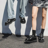 Breakj Shoes Thick Platform Round Head Comfortable Big Head Men's Shoes Locomotive Shoes Nightclub Handsome Boy Barber Men's Shoes