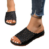 2025 Summer New Simple Leisure Flowers Hollow Low And Word Women's Slope And