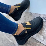 Summer Canvas Women Sneakers Chunky Solid Platform Shoes Thick Bottom Zipper Women's Vulcanized Shoes Ladies