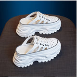 Baotou Semi-Slippers Women Wear 2023 New Hollowed-Out Breathable Sandals, Muffin Shoes, Small White