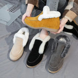 Ankle Boots Suede Leather Boots Warm Fur Casual shoes Winter Boots Slip-on Snow Boots for Women Flat Wool Boots Women