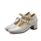 Autumn Women Mary Jane Shoes Lolita High Heels T-Strap Wedding Pumps Thick Heels Shoes Bridal Princess Footwear Plus Size