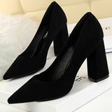 Shoes Thick Heel Woman Pumps Suede Women Heels Office Shoes Pointed Toe High Heels Wedding Shoes Female Heel