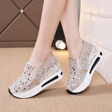 mesh shoes Female Wedge Shoes Sequin Mesh Breathable Shoes Women Platform Sneakers Women Height Increasing Wedges