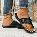Breakj Slipper Female 2024 Summer Toe Belt Buckle Stitching Casual Roman