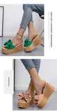 Women Slippers Fashion Pee Toe Summer Shoes Butterfly-knot High Heels Women Slides Platform Wedges Ladies Women Shoes