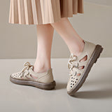 Hollow Roman Sandals Women 2024 Summer Breathable Retro Single Shoe Thick Sole Sports Casual Women's Shoes
