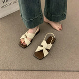 Breakj Casual Gentle Evening Wind Toe Sandals Women Summer 2025 New Soft Leather Cross With Flat Beach