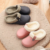 Men's Home Slippers For Woman Plush Waterproof Warm Fur Slippers Clogs Lovers Home Slippers Indoor Floor Shoes For