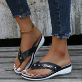 Breakj And Summer Large-Size Clip Slippers Women's Slope And Thick-Soled Beach Shoes