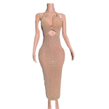 Heavy Industry Flash Diamond Suspension Hanging Dress Light Luxury Small Party Birthday Sexy