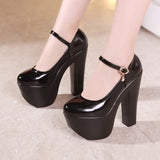 Catwalk Model Catwalk Shoes Female Super High Heels 15Cm Thick Heel Waterproof Platform Round Head Nightclub Single Shoe