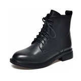 Leather Boots Martin Boots 2023 Winter Wharf Cowhide Comfortable Flat-Soled Short Boots Black Cotton