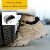 Safety Work Shoes With Steel Toe Kevlar Puncture-Proof Anti-Smashing Ankle Boots Protective Sneakers Casual Leather