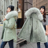 2021 New Cotton Thicken Warm Winter Jacket Coat Women Casual Parka Winter Clothes Fur Lining Hooded Parka Mujer