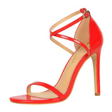 Breakj Fashion Banquet Women's Shoes Ultra High Heel Heel Open Toe Painted Leather Cross Strap Sexy Nightclub