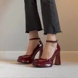 Breakj Summer New Thick Heel Shallow Waterproof Table Sweet College Style Simple Comfortable High Heel Single