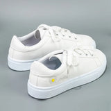 2021 Women Vulcanized Shoes Fashion PU Leather White Shoes Casual Sneakers Woman Lightweight Ladies Flat Shoes Zapatillas