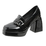 Heels Chunky Loafers Women Spring New Super High Heel Y2k Mary Jane Shoes Black Pumps Thick Heel Office Shoe Woman