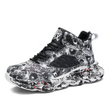 Men Graffiti Print Breathable Running Sports Shoes Thick Sole Heighten Street Fashion Shoes Size 46 Tenis