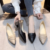 Breakj Women's Business Side Heel Single Shoe Tips Heel Small Leather Shoes Four Seasons Elegant Fashion High Heels