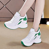 Sneakers Women Thick Bottom Wedges Vulcanized Shoes High Heels Ladies Spring Footwear Suede Leather Female Shoes