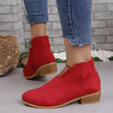 Coarse And Round-Headed Leopard-Print Short Boots Women Thin Vip Flat Solid Velvet Bare