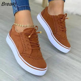 Women's Shoes 2023 New Spring Winter Flats Sport Casual Suede Sneakers Lace Up Plus Size Oxford Mujer