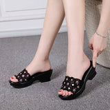 Women Slipper's 2021 Ladies Summer Slippers Shoes Women Wedges Heels Fashion Rhinestone Summer Shoes Geuine