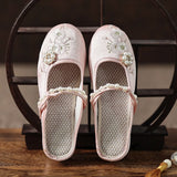 Breakj And Summer New Style Outside The Home Wearing Thick Bottom New Chinese Style Lady Embroidered Plain Slippers